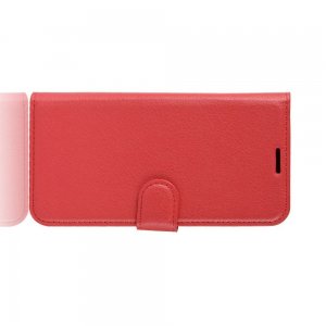 Чехол книжка кошелек с отделениями для карт и подставкой для OnePlus 7T - Красный