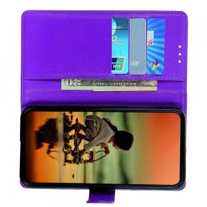 Чехол книжка кошелек с отделениями для карт и подставкой для OPPO Reno 2 - Фиолетовый