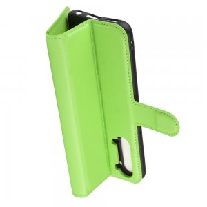 Чехол книжка кошелек с отделениями для карт и подставкой для OPPO Reno 3 - Зеленый