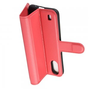 Чехол книжка кошелек с отделениями для карт и подставкой для Samsung Galaxy A01 - Красный