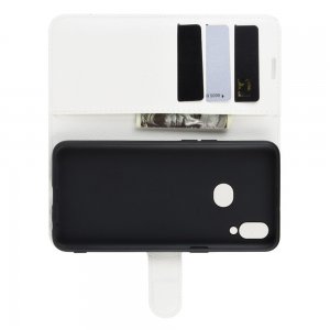 Чехол книжка кошелек с отделениями для карт и подставкой для Samsung Galaxy A10s - Белый