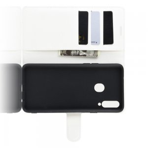 Чехол книжка кошелек с отделениями для карт и подставкой для Samsung Galaxy A20s - Белый