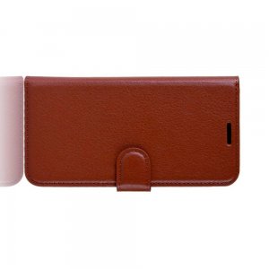 Чехол книжка кошелек с отделениями для карт и подставкой для Samsung Galaxy A20s - Коричневый