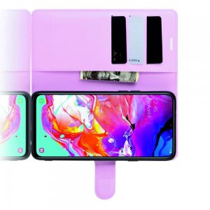 Чехол книжка кошелек с отделениями для карт и подставкой для Samsung Galaxy A20s - Розовый