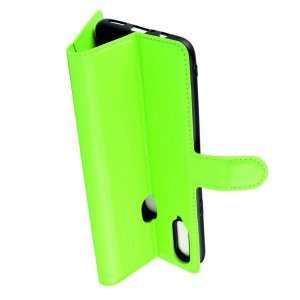 Чехол книжка кошелек с отделениями для карт и подставкой для Samsung Galaxy A20s - Зеленый