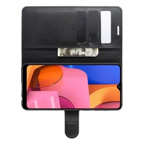 Чехол книжка кошелек с отделениями для карт и подставкой для Samsung Galaxy A21 - Черный