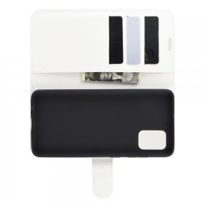 Чехол книжка кошелек с отделениями для карт и подставкой для Samsung Galaxy A51 - Белый