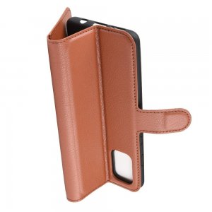 Чехол книжка кошелек с отделениями для карт и подставкой для Samsung Galaxy A51 - Коричневый