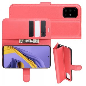 Чехол книжка кошелек с отделениями для карт и подставкой для Samsung Galaxy A51 - Красный