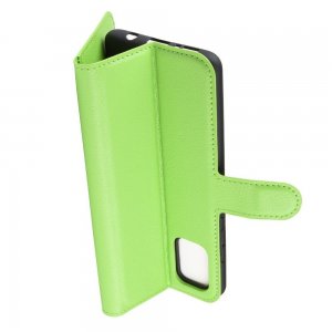 Чехол книжка кошелек с отделениями для карт и подставкой для Samsung Galaxy A51 - Зеленый