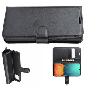 Чехол книжка кошелек с отделениями для карт и подставкой для Samsung Galaxy A71 - Черный