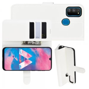 Чехол книжка кошелек с отделениями для карт и подставкой для Samsung Galaxy M30s - Белый