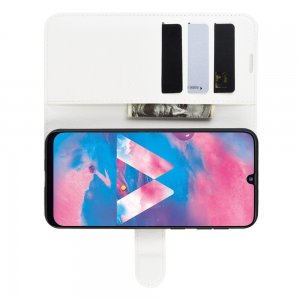 Чехол книжка кошелек с отделениями для карт и подставкой для Samsung Galaxy M30s - Белый