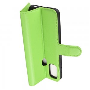 Чехол книжка кошелек с отделениями для карт и подставкой для Samsung Galaxy M30s - Зеленый