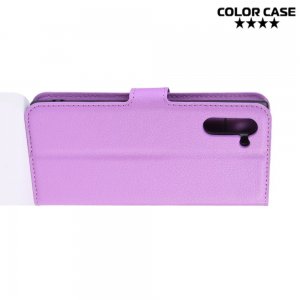Чехол книжка кошелек с отделениями для карт и подставкой для Samsung Galaxy Note 10 - Фиолетовый