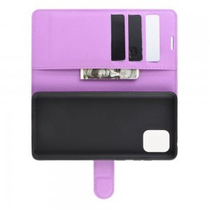 Чехол книжка кошелек с отделениями для карт и подставкой для Samsung Galaxy Note 10 Lite - Фиолетовый