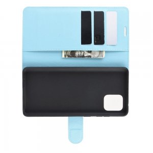 Чехол книжка кошелек с отделениями для карт и подставкой для Samsung Galaxy Note 10 Lite - Синий