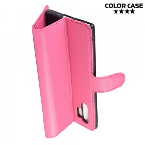 Чехол книжка кошелек с отделениями для карт и подставкой для Samsung Galaxy Note 10 Plus - Розовый