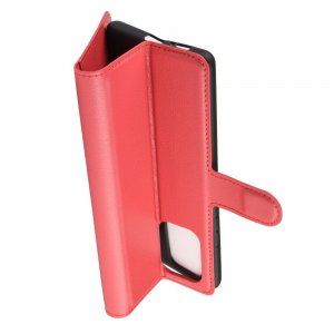 Чехол книжка кошелек с отделениями для карт и подставкой для Samsung Galaxy S10 Lite - Красный