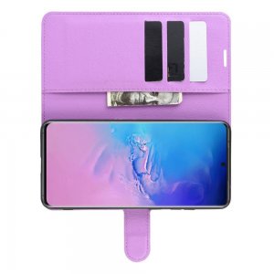 Чехол книжка кошелек с отделениями для карт и подставкой для Samsung Galaxy S20 Ultra - Фиолетовый