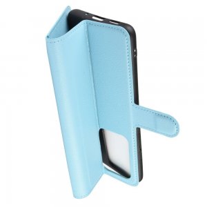 Чехол книжка кошелек с отделениями для карт и подставкой для Samsung Galaxy S20 Ultra - Голубой