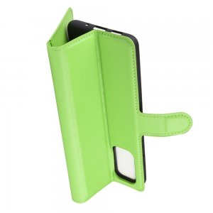 Чехол книжка кошелек с отделениями для карт и подставкой для Samsung Galaxy S20 - Зеленый