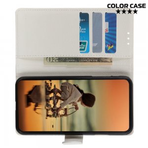Чехол книжка кошелек с отделениями для карт и подставкой для Sony Xperia 5 - Белый
