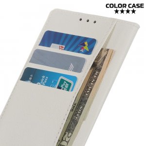 Чехол книжка кошелек с отделениями для карт и подставкой для Sony Xperia 20 - Белый