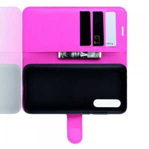 Чехол книжка кошелек с отделениями для карт и подставкой для Xiaomi Mi 9 lite - Светло-Розовый
