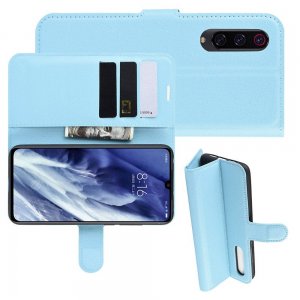 Чехол книжка кошелек с отделениями для карт и подставкой для Xiaomi Mi 9 Pro - Голубой