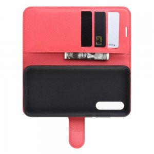 Чехол книжка кошелек с отделениями для карт и подставкой для Xiaomi Mi 9 Pro - Красный