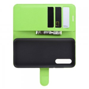 Чехол книжка кошелек с отделениями для карт и подставкой для Xiaomi Mi 9 Pro - Зеленый