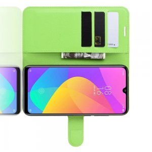 Чехол книжка кошелек с отделениями для карт и подставкой для Xiaomi Mi A3 - Зеленый
