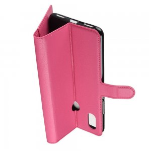 Чехол книжка кошелек с отделениями для карт и подставкой для Xiaomi Mi Max 3 - Розовый