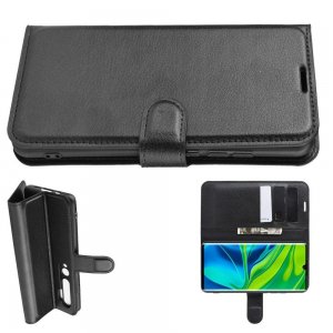 Чехол книжка кошелек с отделениями для карт и подставкой для Xiaomi Mi Note 10 - Черный