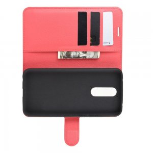 Чехол книжка кошелек с отделениями для карт и подставкой для Xiaomi Redmi 8 - Красный