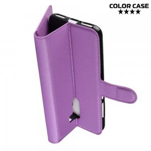 Чехол книжка кошелек с отделениями для карт и подставкой для Xiaomi Redmi Note 8 Pro - Фиолетовый