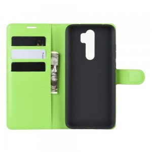 Чехол книжка кошелек с отделениями для карт и подставкой для Xiaomi Redmi Note 8 Pro - Зеленый
