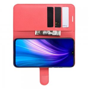 Чехол книжка кошелек с отделениями для карт и подставкой для Xiaomi Redmi Note 8T - Красный