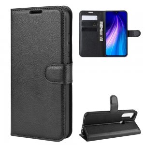 Чехол книжка кошелек с отделениями для карт и подставкой для Xiaomi Redmi Note 8 - Черный