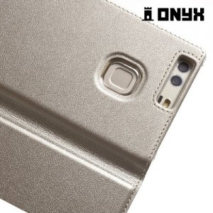 Чехол книжка с умным окном для Huawei P9 Plus - Золотой