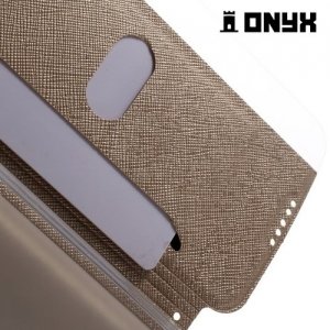Чехол книжка с окном для LG K10 K410 K430DS - Золотой