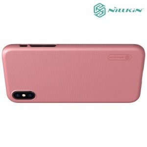Чехол накладка Nillkin Super Frosted Shield для iPhone Xs / X - Розовое золото
