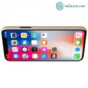 Чехол накладка Nillkin Super Frosted Shield для iPhone Xs / X - Золотой