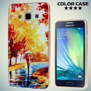 Чехол с металлическим бампером для Samsung Galaxy А3 - с рисунком Осень