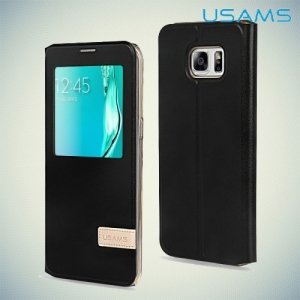Чехол USAMS Muge S View Cover с умным окном для Samsung Galaxy Edge Plus - Черный