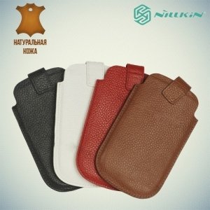 Чехол карман для телефона из натуральной кожи - коричневый