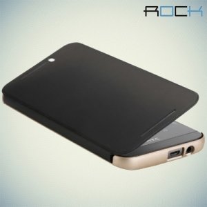 Чехол книжка для HTC One M9 ROCK Dr.V Dot View - золотой