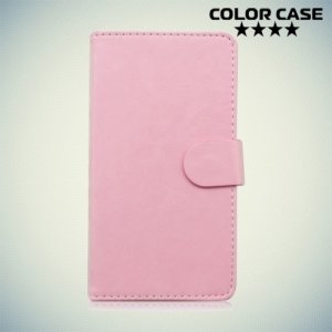 Чехол книжка для телефона 5.5 дюйма универсальный - Светло розовый