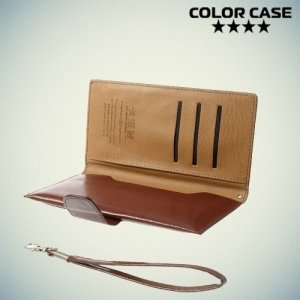Чехол кошелек-сумка для телефона 3.7-4.3 дюйма - коричневый